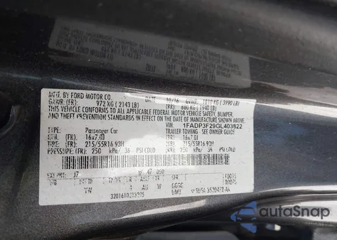 2016 Ford Focus Se из США, поврежденный, VIN 1FADP3F29GL403822